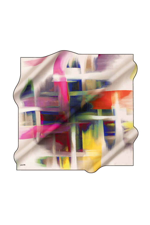 Beyaz 90X90 İpek Krep Saten Eşarp - 1