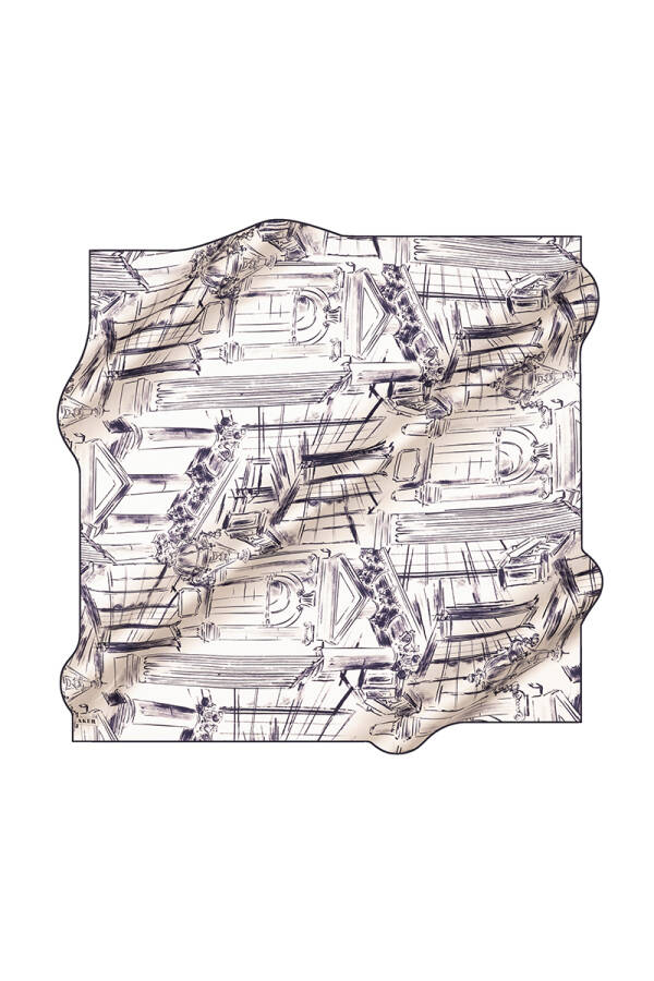 Beyaz 90X90 İpek Krep Saten Eşarp - 1