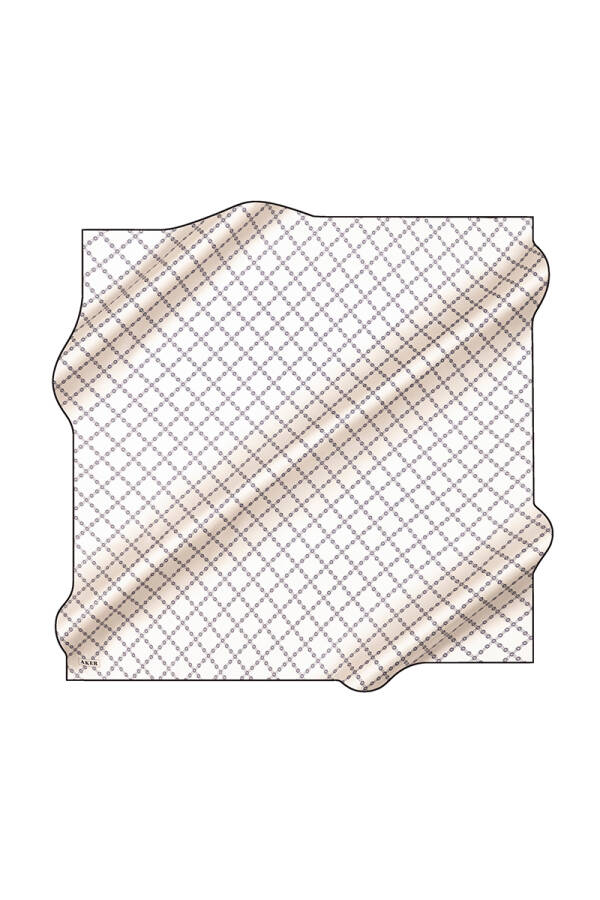 Beyaz 90X90 İpek Krep Saten Eşarp - 1