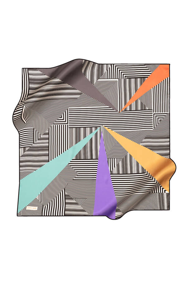 Beyaz 90X90 İpek Krep Saten Eşarp - 1