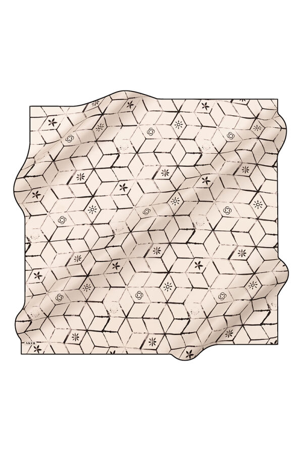 Beyaz 90X90 İpek Krep Saten Eşarp - 1