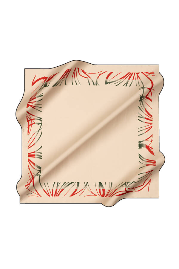 Beyaz 90X90 İpek Krep Saten Eşarp - 1