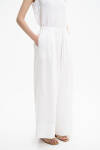Beyaz Bağcık Detaylı Keten Pantolon Etek - 4