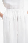 Beyaz Bağcık Detaylı Keten Pantolon Etek - 5