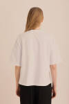 Beyaz Baskı ve Taş Detaylı Kısa Kollu Tshirt - 7