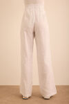 Beyaz Beli Lastikli Keten Pantolon - 6