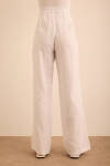 Beyaz Beli Lastikli Keten Pantolon - 6