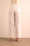 Beyaz Beli Lastikli Keten Pantolon - 6