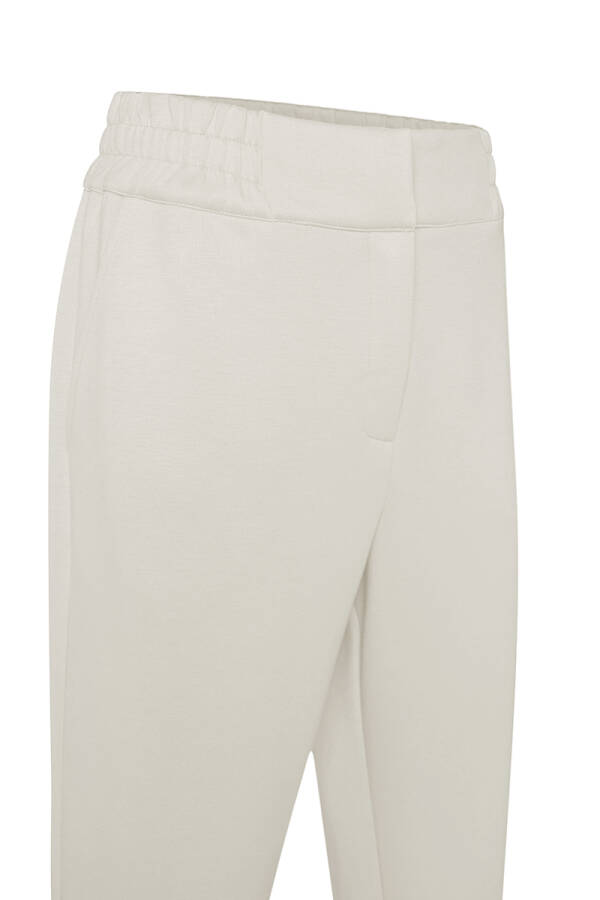 Beyaz Beli Lastikli Örme Pantolon - Aker (1)