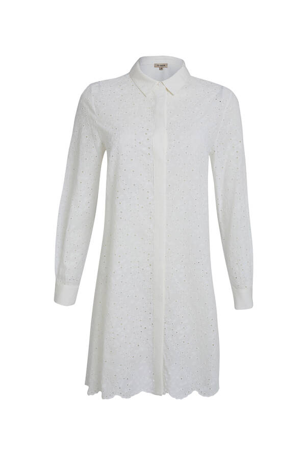 Beyaz Brode Garnili Tunik - 1