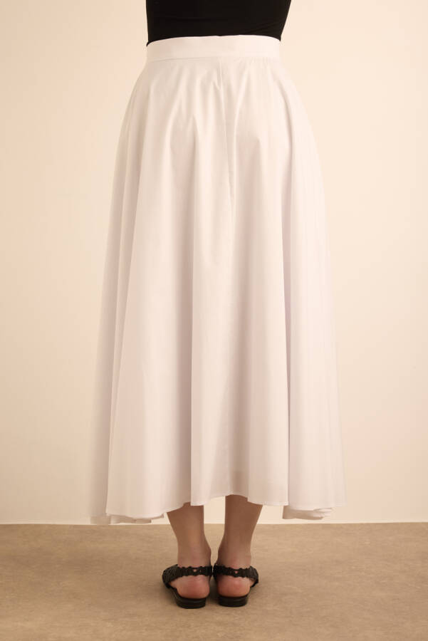 Beyaz Cotton Evaze Etek - 7