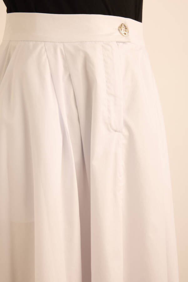 Beyaz Cotton Evaze Etek - 6