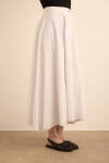 Beyaz Cotton Evaze Etek - 4