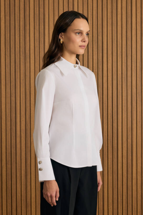 Beyaz Cotton Gömlek - 4