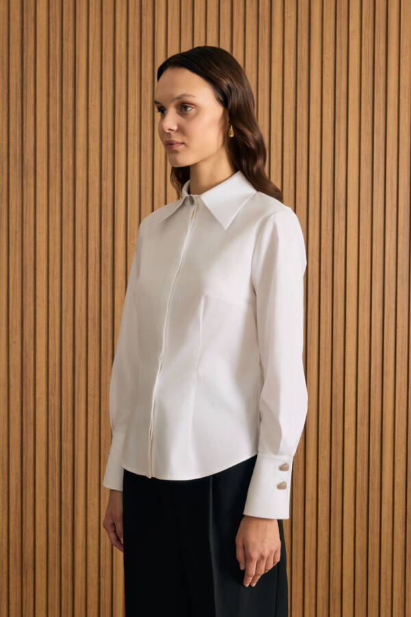 Beyaz Cotton Gömlek - 5