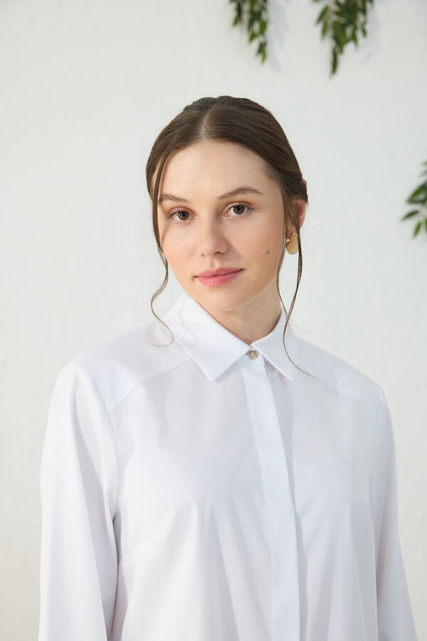 Beyaz Duble Kol Gömlek - 5