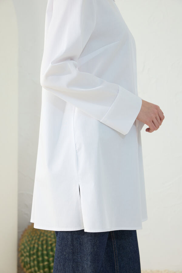 Beyaz Duble Kol Gömlek - 6