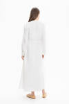 Beyaz Etnik İşlemeli Keten Elbise - 4