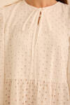 Beyaz Hacimli Cotton Brode Elbise - 6