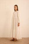Beyaz Hacimli Cotton Brode Elbise - 2