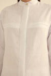 Beyaz Hakim Yaka Keten Gömlek - 6