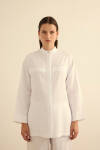 Beyaz Hakim Yaka Keten Gömlek - 4