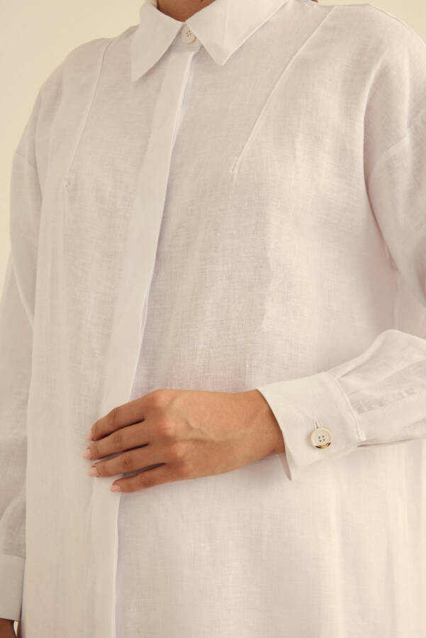 Beyaz Keten Tunik - 6
