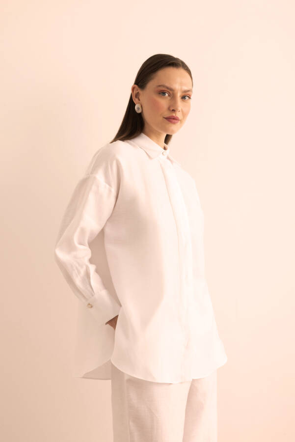 Beyaz Keten Tunik - 4
