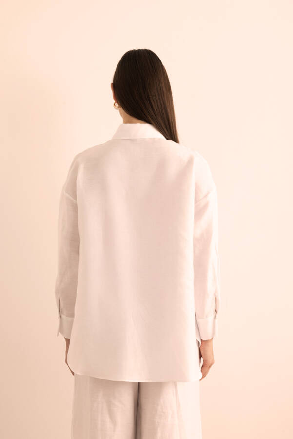 Beyaz Keten Tunik - 7