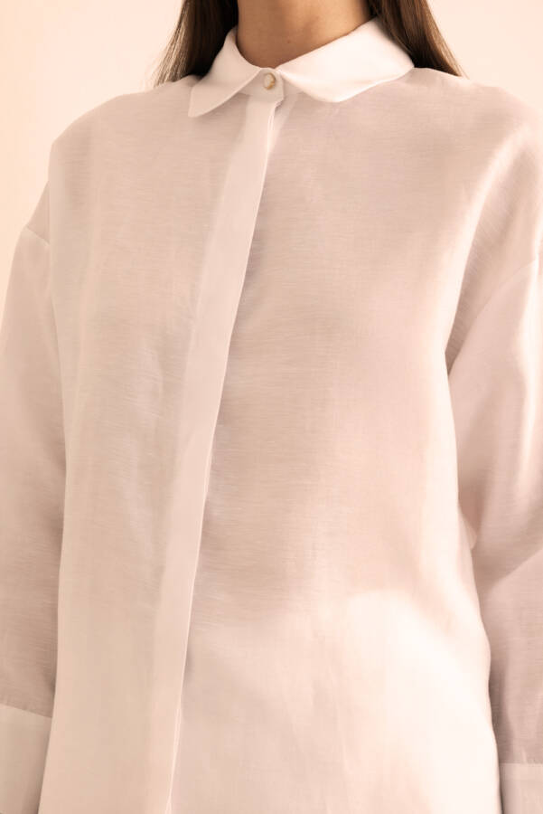 Beyaz Keten Tunik - 4