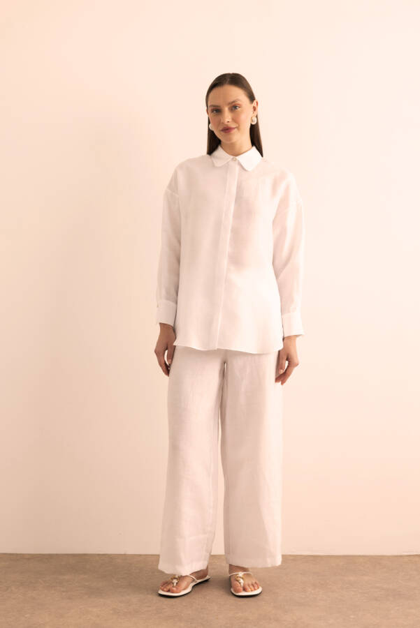 Beyaz Keten Tunik - Aker (1)