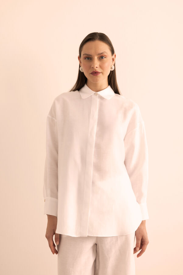 Beyaz Keten Tunik - 5