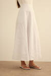 Beyaz Kloş Yırtmaçllı Keten Etek - 4