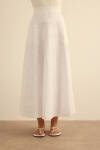 Beyaz Kloş Yırtmaçllı Keten Etek - 3