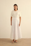 Beyaz Kloş Yırtmaçllı Keten Etek 