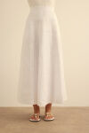 Beyaz Kloş Yırtmaçllı Keten Etek - 3