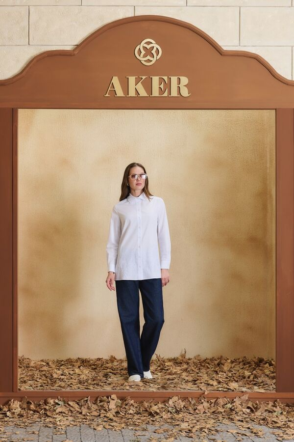 Beyaz Nakış Detaylı Tunik - Aker (1)