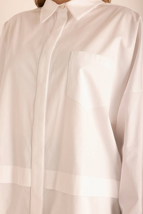 Beyaz Omuz Bantları İşleme Detaylı Cotton Tunik - 4