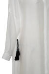 Beyaz Püsküllü Rahat Kesim Keten Tunik - 3