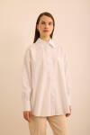Beyaz Rahat Form Cotton Gömlek - 5