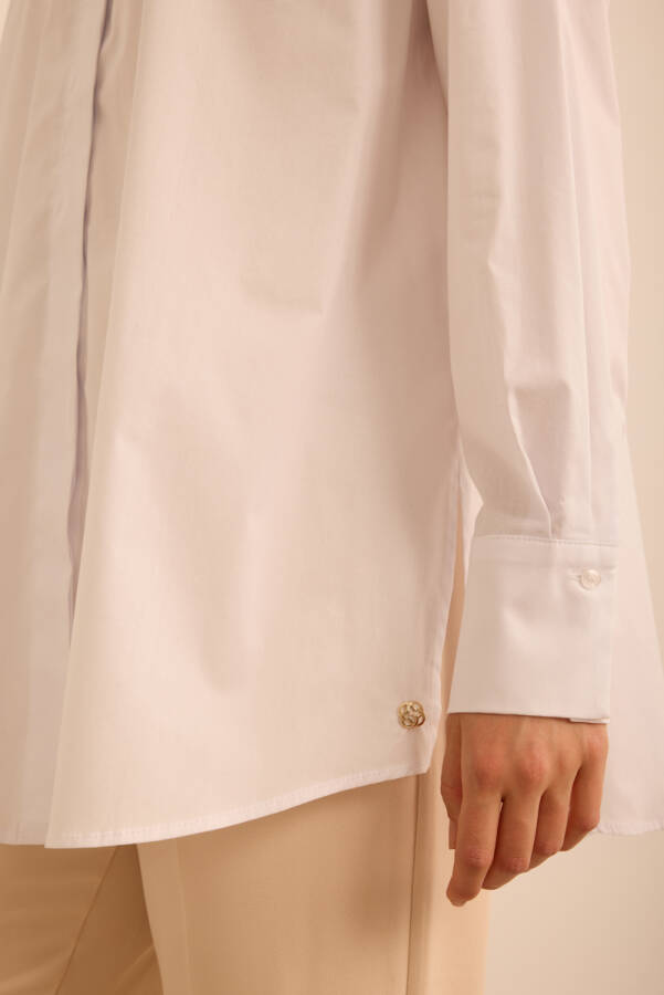 Beyaz Rahat Form Cotton Gömlek - 6