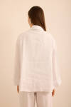 Beyaz Rahat Form Keten Bluz - 6