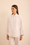 Beyaz Rahat Form Keten Bluz - 4