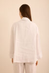Beyaz Rahat Form Keten Bluz - 6