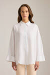 Beyaz Rahat Form Keten Tunik 
