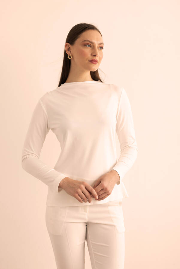 Beyaz Yakası Pili Detaylı Uzun Kollu Body - 4