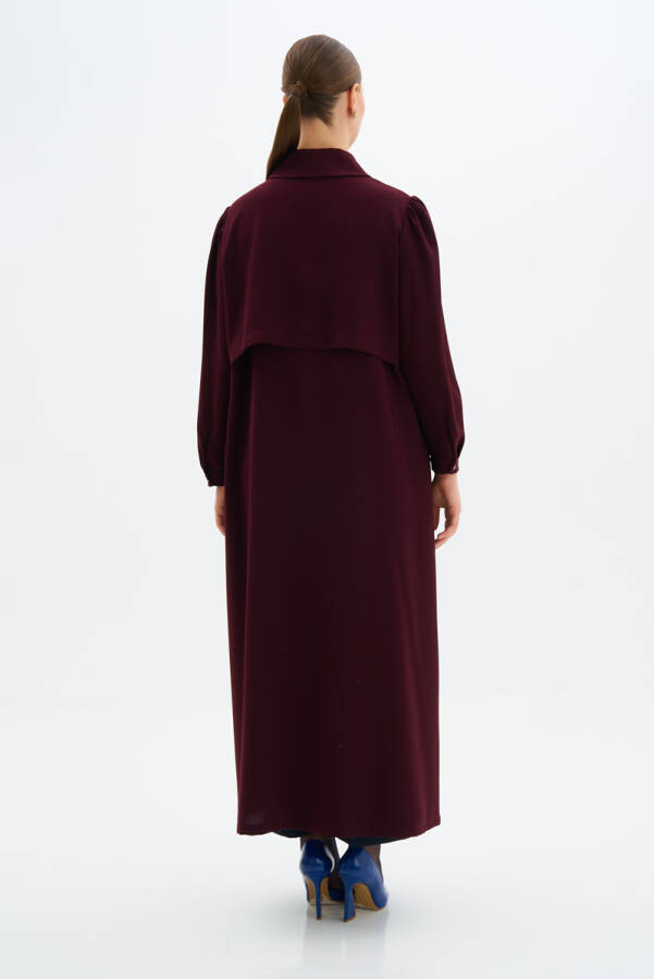 Bordo Fermuarlı Ferace - 6