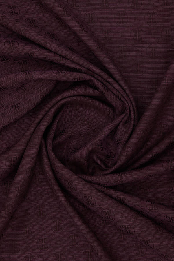 Bordo 100X100 Pierre Cardın Logolu İpek Koton Jakar Eşarp - Pierre Cardin (1)