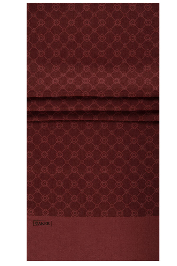 Bordo 75X190 CM Elegance Monogram Şal - Aker