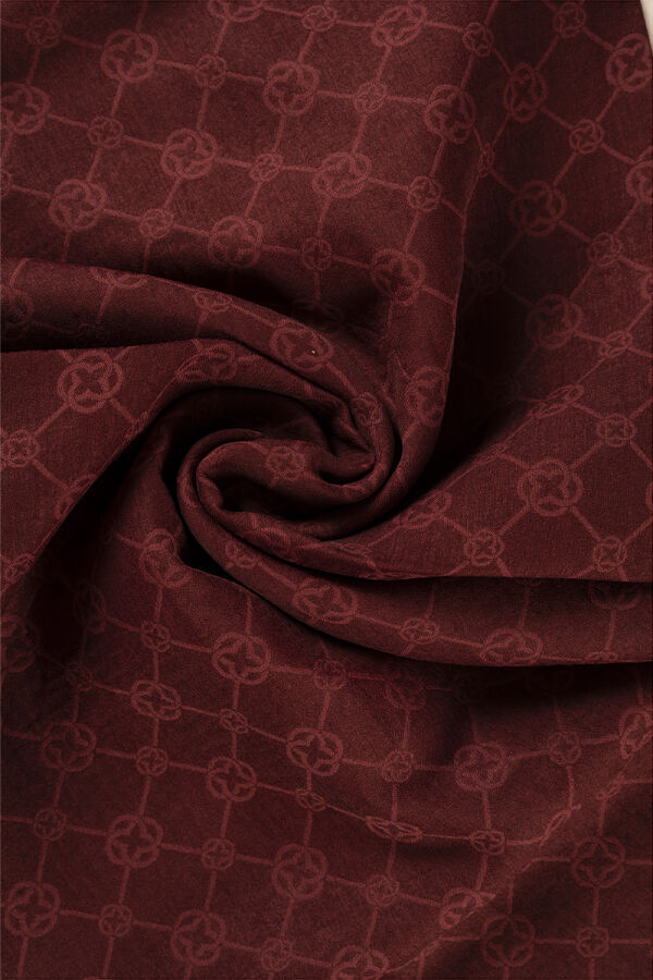 Bordo 75X190 CM Elegance Monogram Şal - Aker (1)